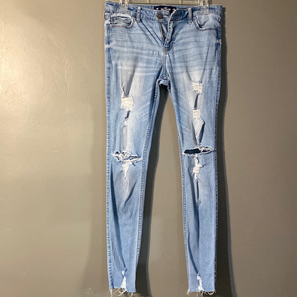 light blue distressed jeans